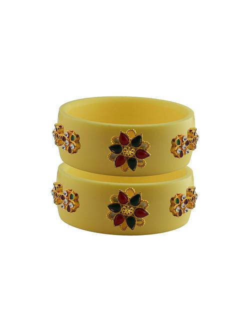 yellow stone stud acrylic bangle with very extra large size - 18780343 - Very Small Image - 1