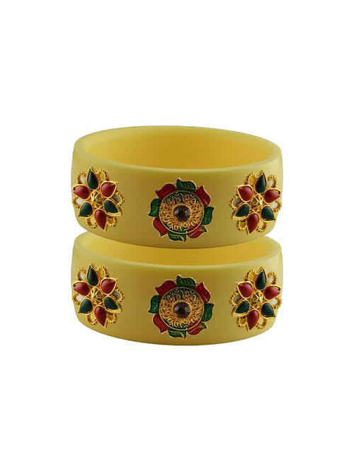 yellow stone stud acrylic bangle with very extra large size - 18780416 - Very Small Image - 1
