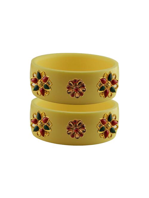 yellow stone stud acrylic bangle with very extra large size - 18780431 - Very Small Image - 1