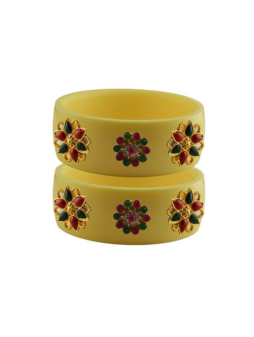 yellow stone stud acrylic bangle with very extra large size - 18780467 - Very Small Image - 1