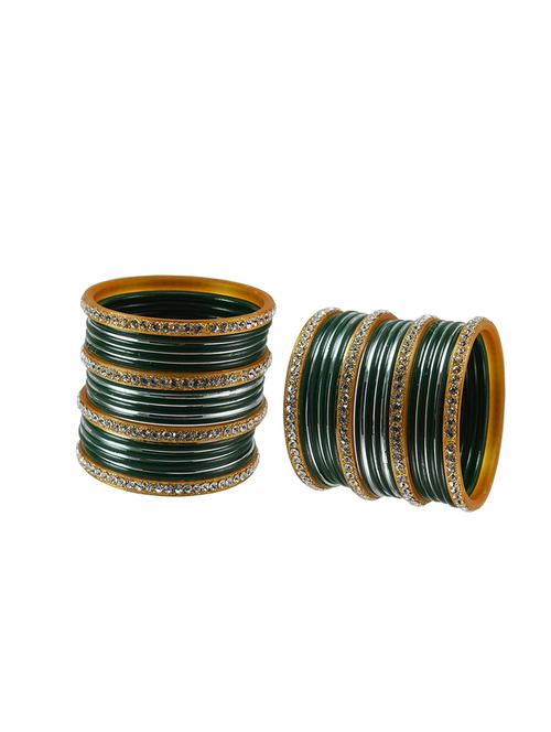 dark green stone stud brass bangle - 18780585 - Very Small Image - 1