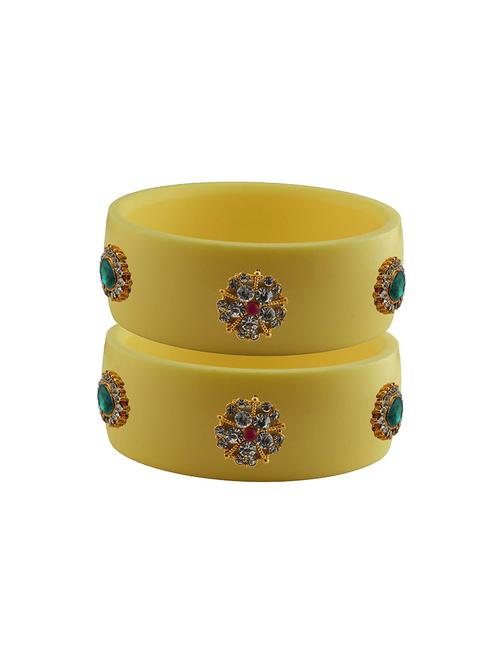 cream stone stud acrylic bangle with very extra large size - 18780601 - Very Small Image - 1