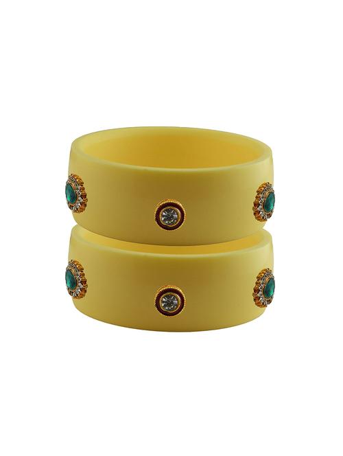 yellow coloured stone stud acrylic bangle with very extra large size - 18780614 - Very Small Image - 1