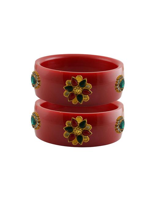 red coloured stone stud acrylic bangle with very extra large size - 18780624 - Very Small Image - 1