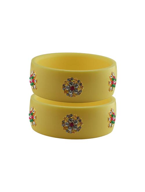 yellow coloured stone stud acrylic bangle with very extra large size - 18780633 - Very Small Image - 1