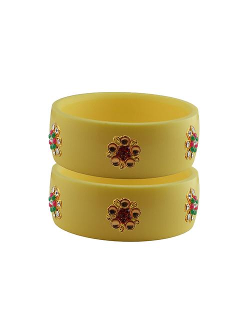 yellow coloured stone stud acrylic bangle with very extra large size - 18780635 - Very Small Image - 1
