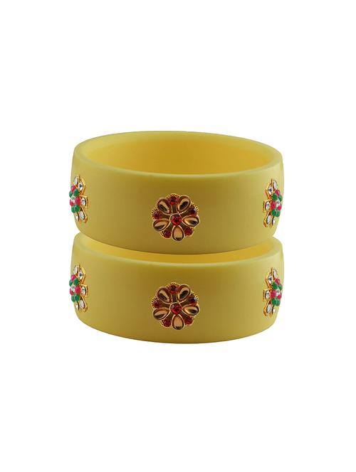 yellow coloured stone stud acrylic bangle with very extra large size - 18780641 - Very Small Image - 1
