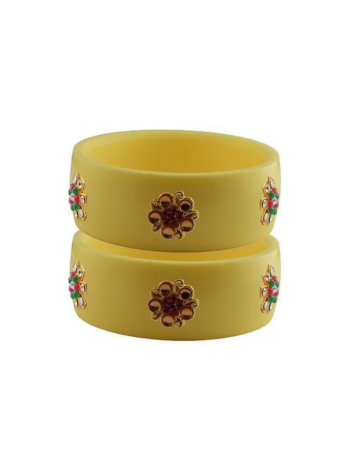 yellow coloured stone stud acrylic bangle with very extra large size - 18780667 - Very Small Image - 1