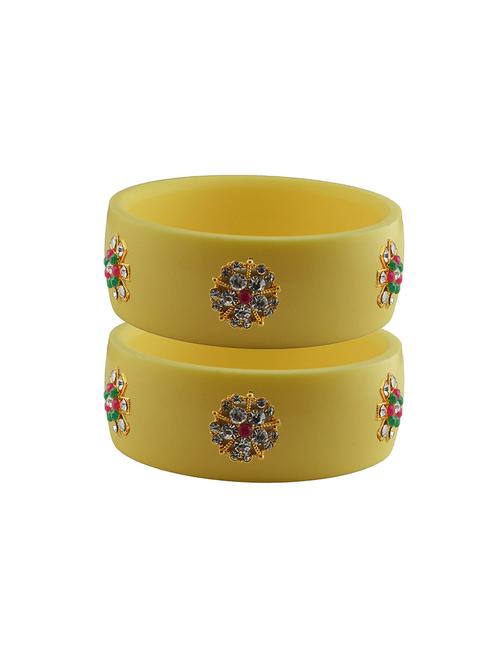 yellow coloured stone stud acrylic bangle with very extra large size - 18780681 - Very Small Image - 1