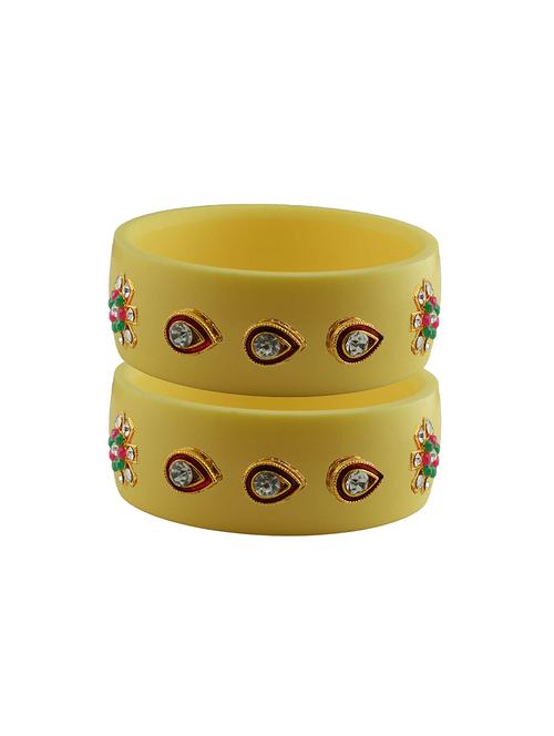 yellow coloured stone stud acrylic bangle with very extra large size - 18780698 - Very Small Image - 1