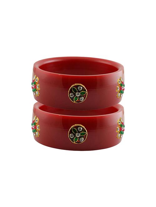 red coloured stone stud acrylic bangle with very extra large size - 18780700 - Very Small Image - 1