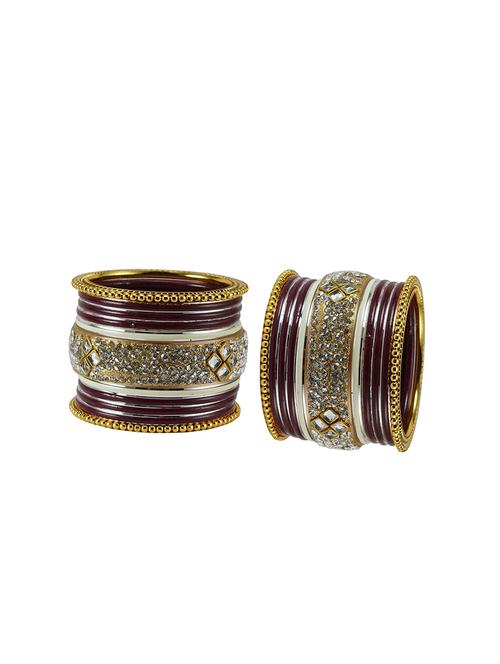 maroon stone stud brass bangle - 18780732 - Very Small Image - 1