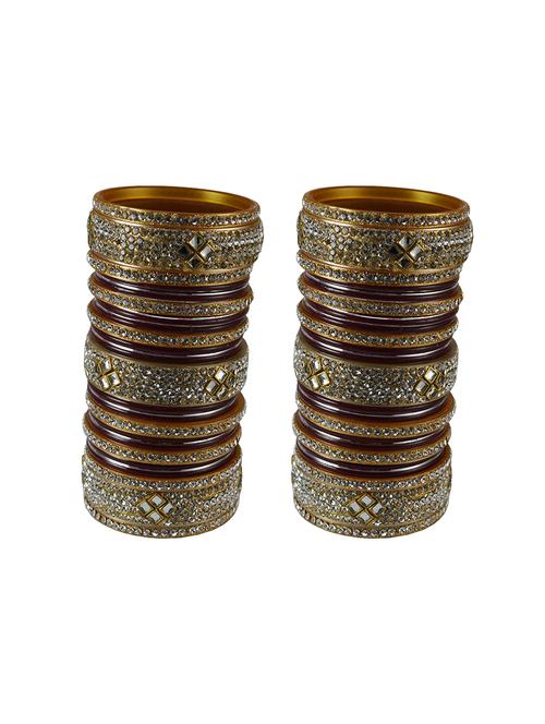 maroon stone stud brass bangle - 18780749 - Very Small Image - 1