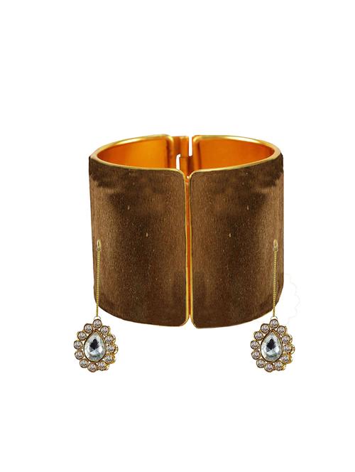 dark brown stone stud brass bangle - 18781003 - Very Small Image - 1