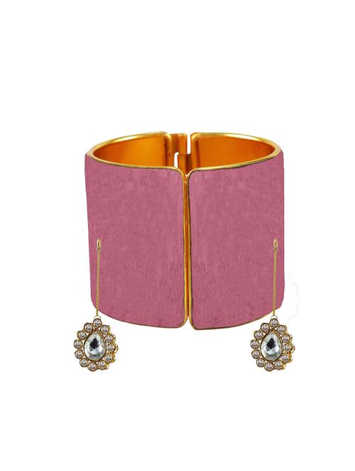 dark pink stone stud brass bangle - 18781019 - Very Small Image - 1