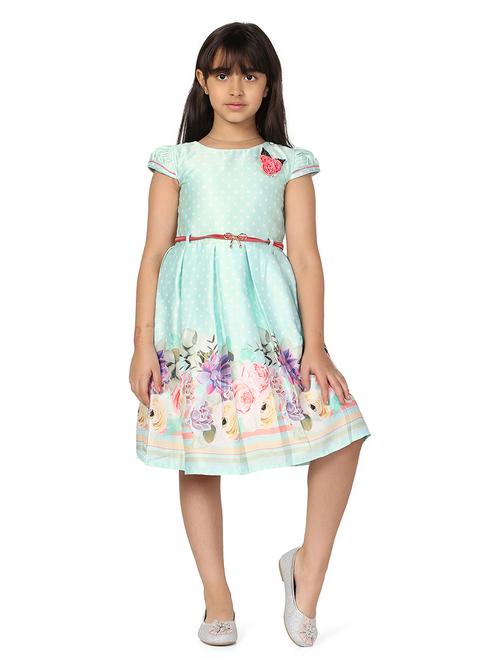 girls round neck florals print frock - 18782539 - Very Small Image - 1
