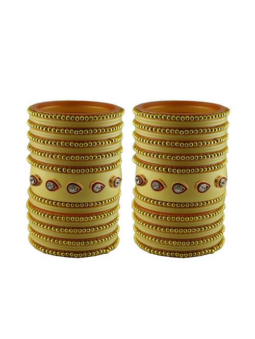 cream moti stud acrylic bangle with very extra large size - 18782925 - Very Small Image - 1
