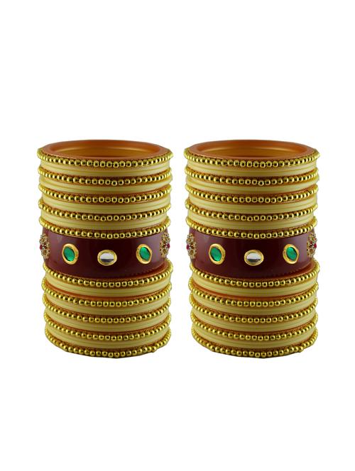 cream moti stud acrylic bangle with very extra large size - 18782942 - Very Small Image - 1