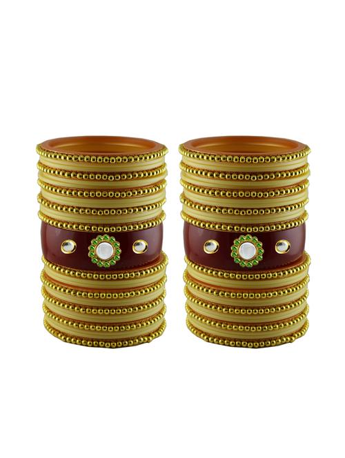 cream moti stud acrylic bangle with very extra large size - 18782948 - Very Small Image - 1