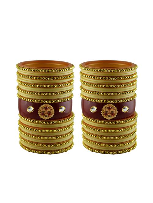 cream moti stud acrylic bangle with very extra large size - 18782950 - Very Small Image - 1