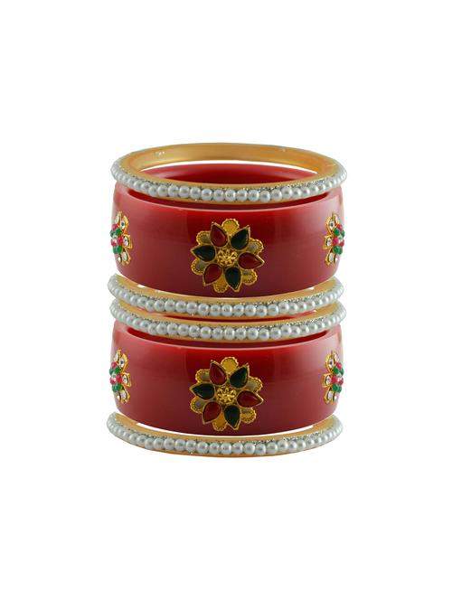 red coloured moti stud acrylic bangle with very extra large size - 18783093 - Very Small Image - 1