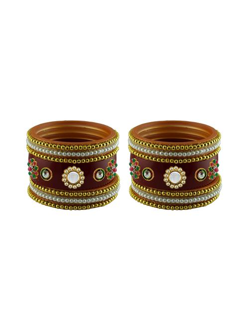 gold plated stone studded bangle - 18786876 - Very Small Image - 1