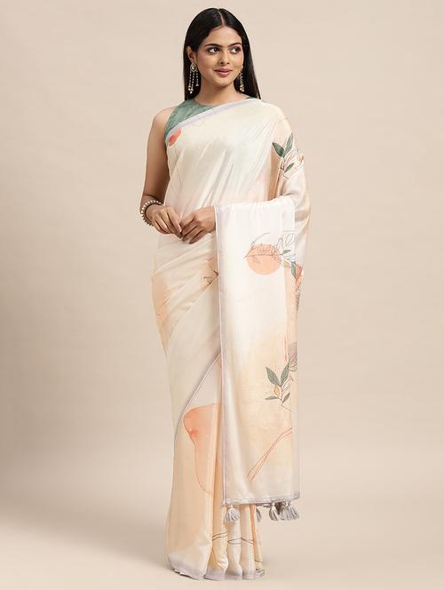 yellow chiffon printed saree - 18788415 - Very Small Image - 1