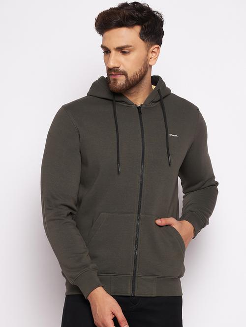 olive green fleece hooded sweatshirt - 18788594 - Very Small Image - 1