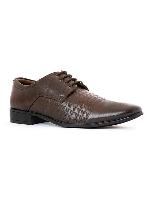 men brown leather solid derby - 18788699 - Very Small Image - 1