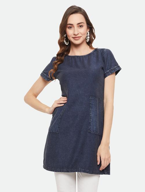 round neck solid tunic - 18789190 - Very Small Image - 1