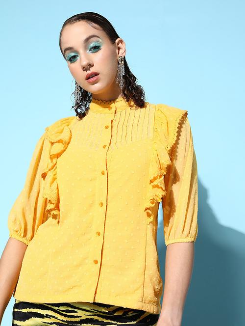 yellow polyester regular shirt - 18789221 - Very Small Image - 1