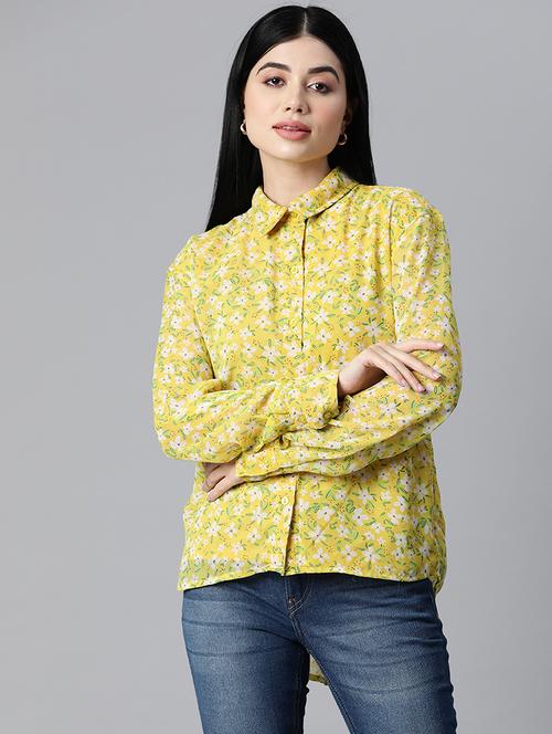 yellow floral polyester shirt - 18789238 - Very Small Image - 1