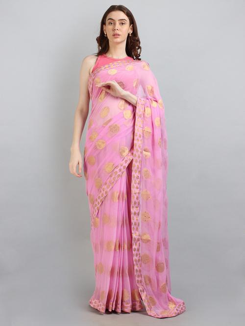 women's self design pink colored saree - 18789283 - Very Small Image - 1