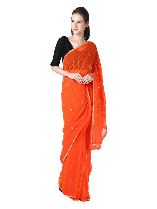 orange embroidered saree with blouse - 18789422 - Very Small Image - 1