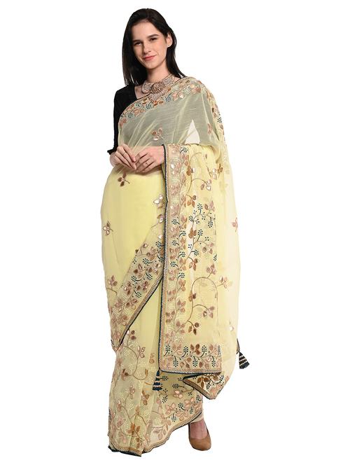 yellow embroidered saree - 18789443 - Very Small Image - 1