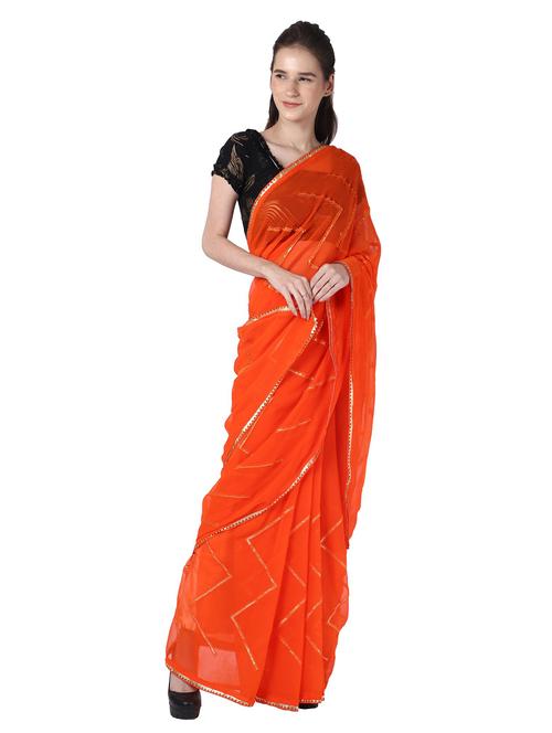 orange sequin saree with blouse - 18789458 - Very Small Image - 1