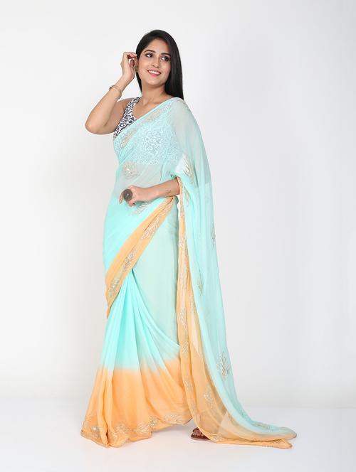 women's embroidered saree with blouse - 18789537 - Very Small Image - 1