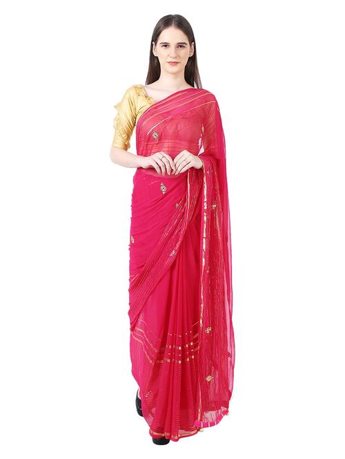 red embroidered saree - 18789573 - Very Small Image - 1