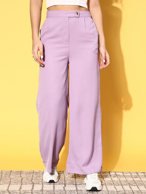 purple polyester wide leg trouser - 18790100 - Very Small Image - 1