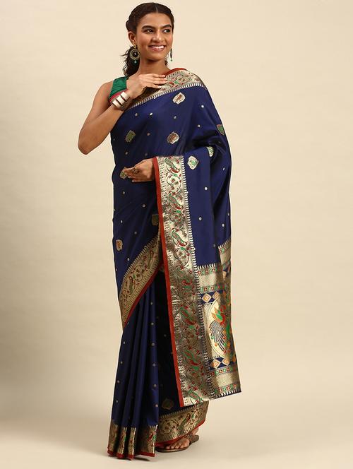 blue silk saree - 18790173 - Very Small Image - 1