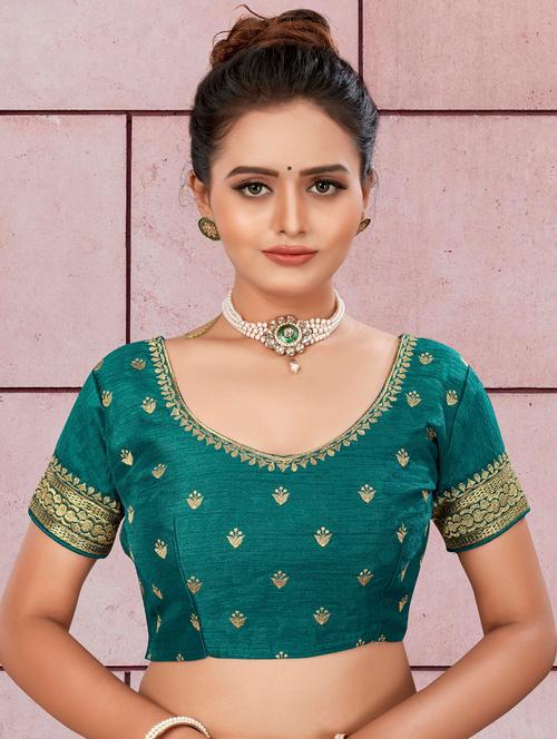 blue dupion embroidered blouse - 18790223 - Very Small Image - 1