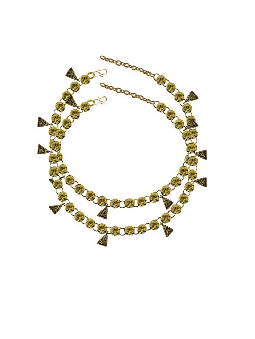 yellow brass anklets and payal - 18793474 - Very Small Image - 1