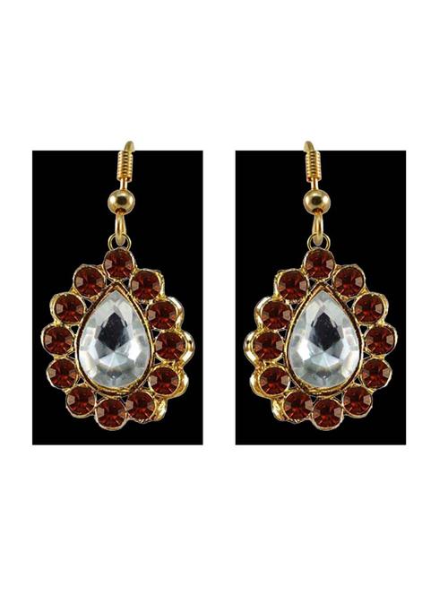 stone stud-gold platted brass drop earring - 18793995 - Very Small Image - 1