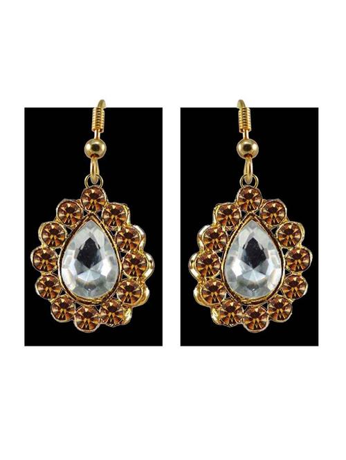 stone stud-gold platted brass drop earring - 18794000 - Very Small Image - 1