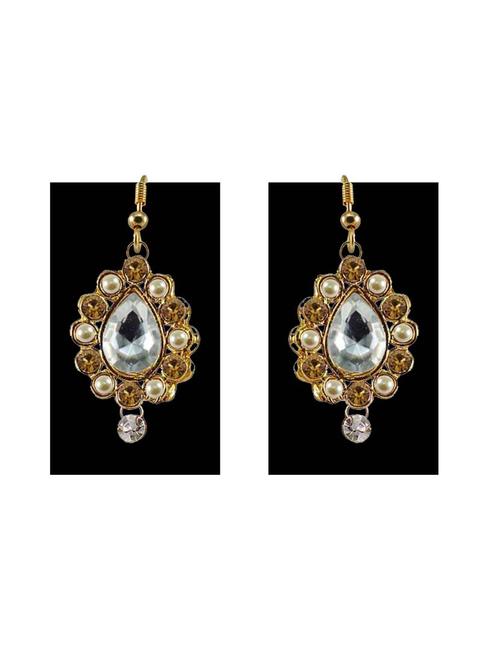 stone stud-gold platted brass drop earring - 18794009 - Very Small Image - 1