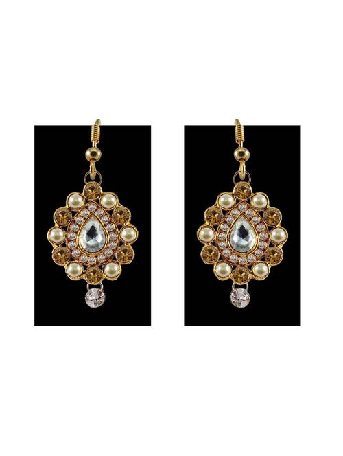 stone stud-gold platted brass drop earring - 18794011 - Very Small Image - 1