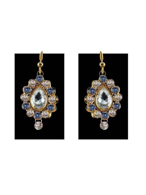 stone stud-gold platted brass drop earring - 18794012 - Very Small Image - 1