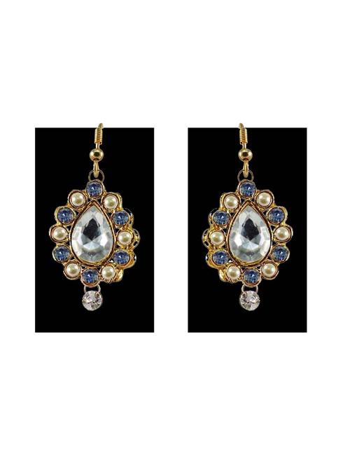 stone stud-gold platted brass drop earring - 18794013 - Very Small Image - 1