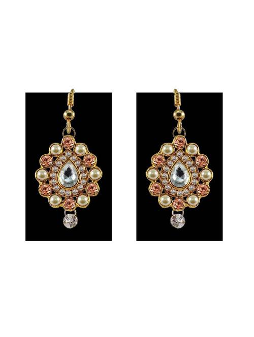 stone stud-gold platted brass drop earring - 18794019 - Very Small Image - 1