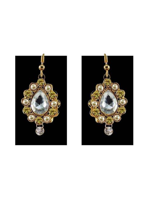 stone stud gold platted drop earring - 18794021 - Very Small Image - 1